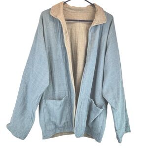 Toofan Mid/Heavy Weight 100% Crinkle Cotton Reversible Open Jacket Lagenlook XXL